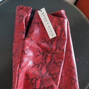 Alice + Olivia Alligator Skirt Red & Black